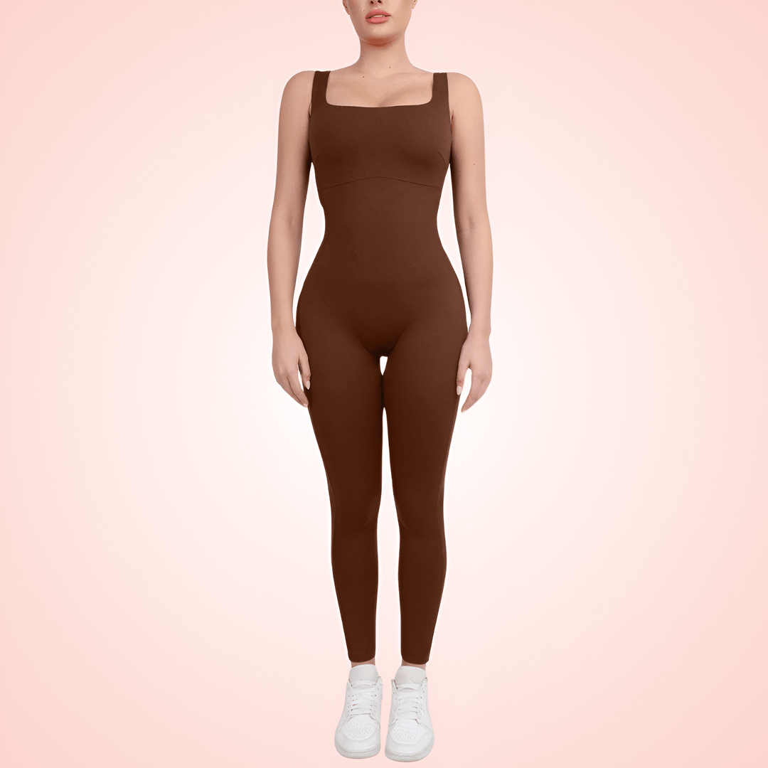 Built In Shapewear One Piece Squared Neck Women Jumpsuit