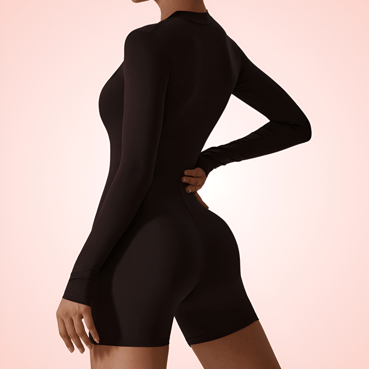 Long Sleeve Front Zipper Bodysuit For Women