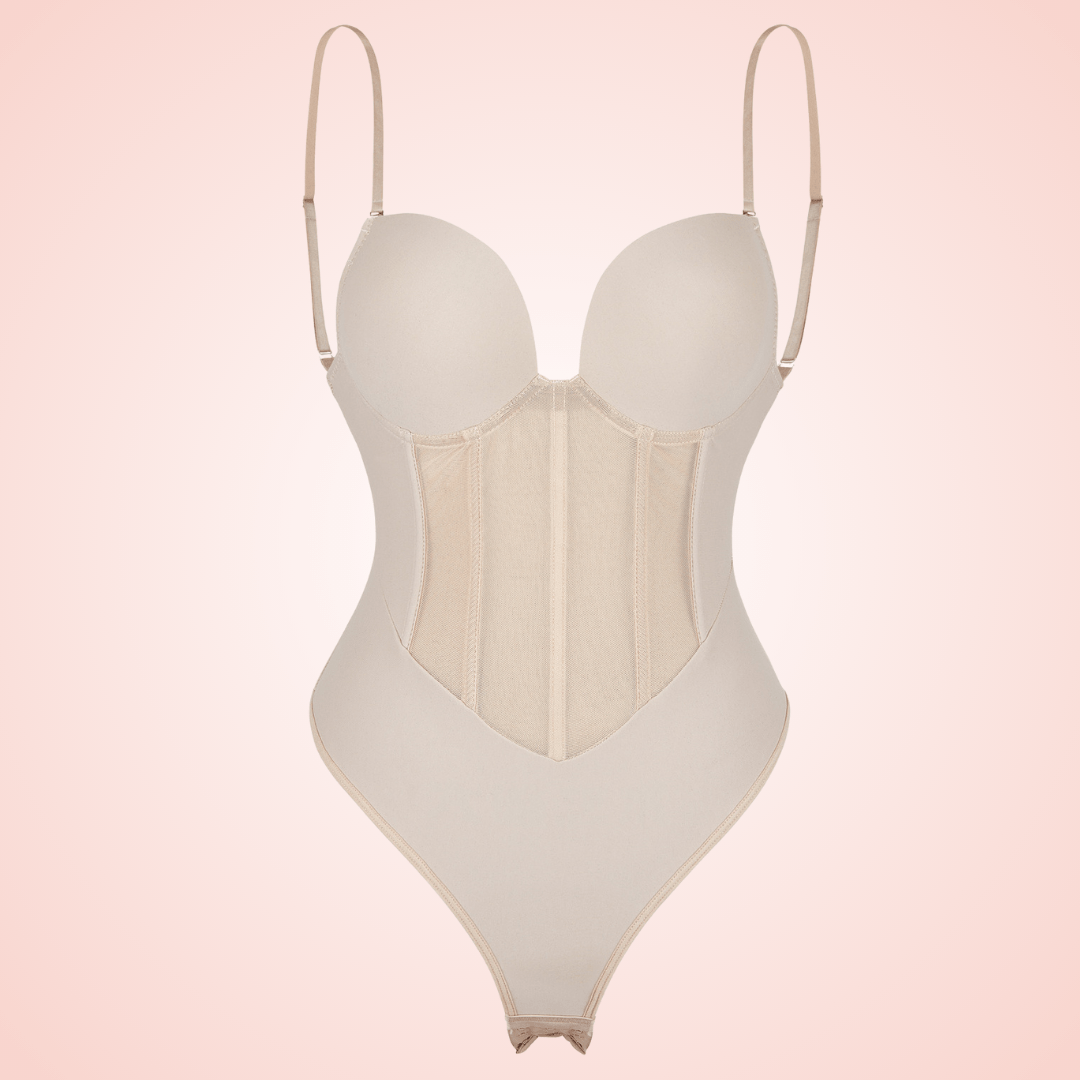 Low Back Waist Trainer Bodysuit With Built In Bra