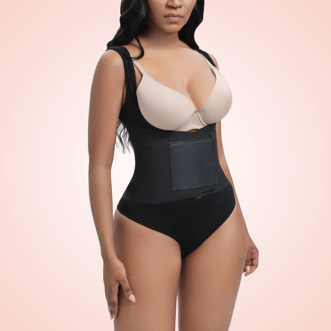 Open Bust Shaping Bodysuit with Velcro Compression Band