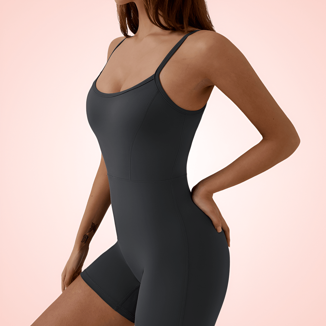Seamless Workout Shapewear Bodysuit with Adjustable Shoulder Straps