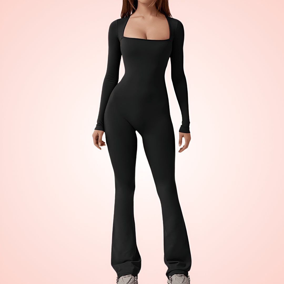 Women Long Sleeve Shapewear Square Neck Jumpsuit