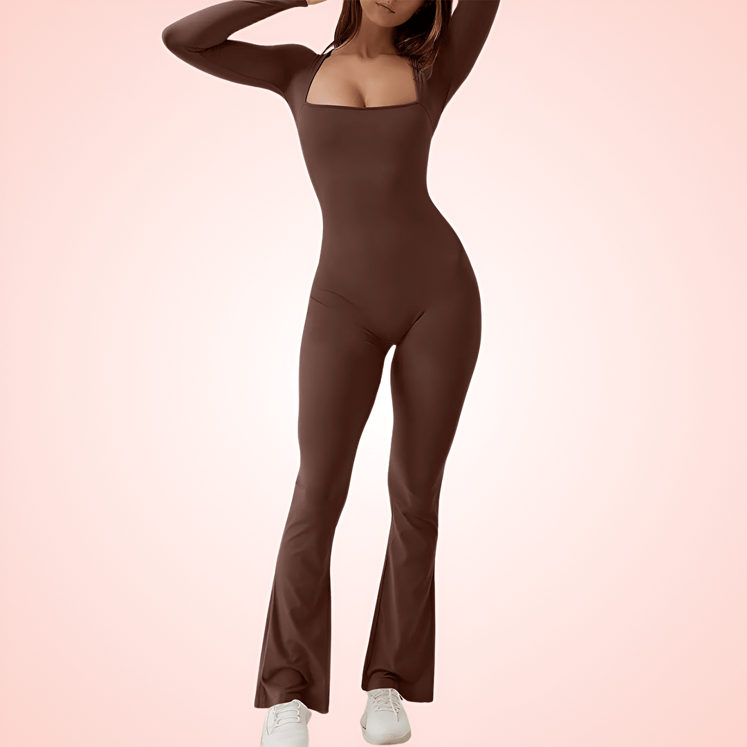 Women Long Sleeve Shapewear Square Neck Jumpsuit
