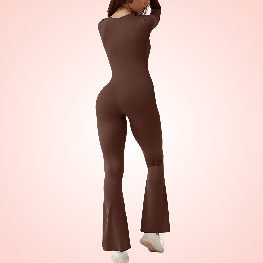 Women Long Sleeve Shapewear Square Neck Jumpsuit