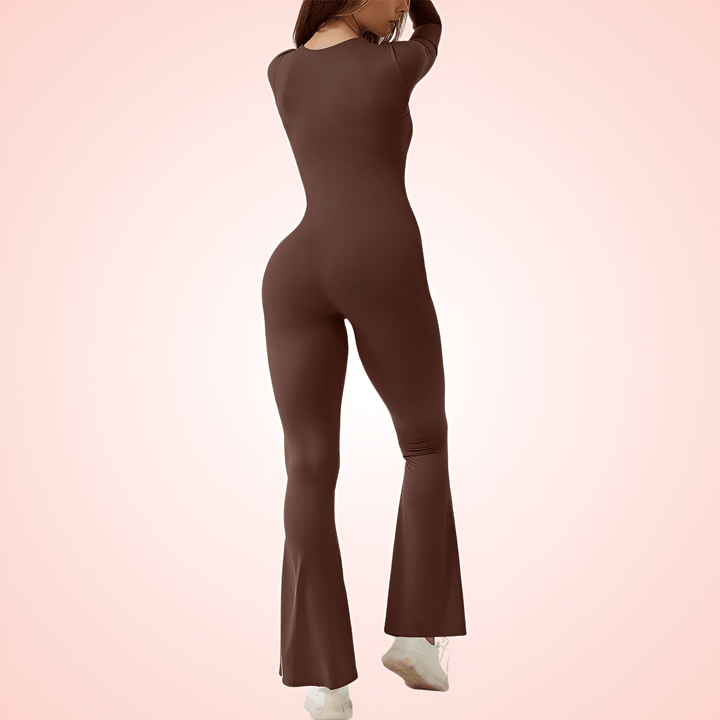 Women Long Sleeve Shapewear Square Neck Jumpsuit