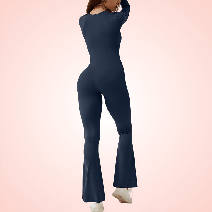 Women Long Sleeve Shapewear Square Neck Jumpsuit