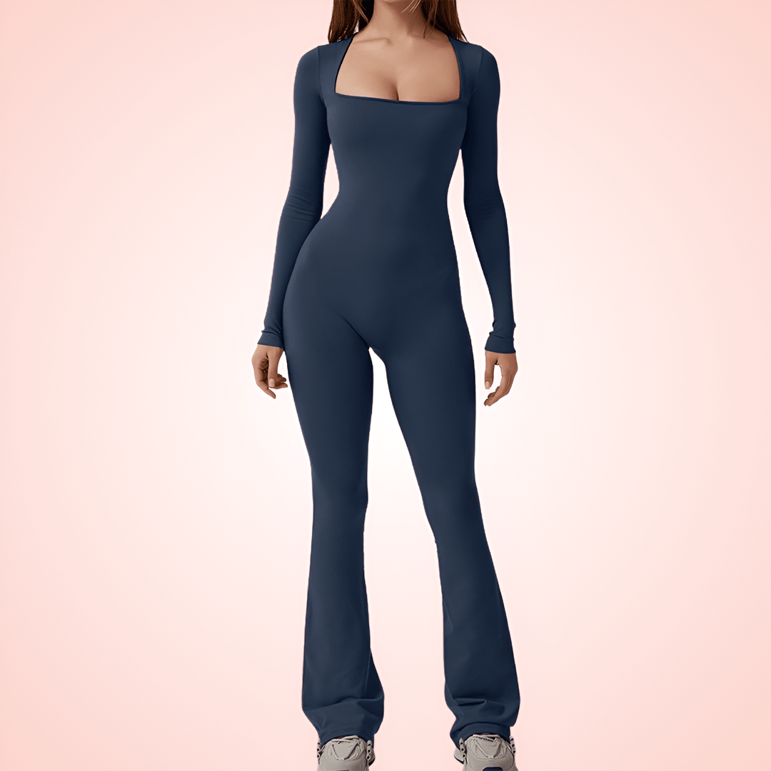 Women Long Sleeve Shapewear Square Neck Jumpsuit