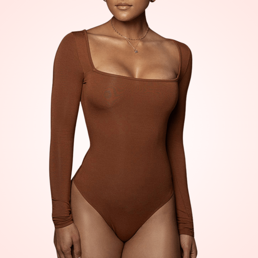 Women's Long Sleeve Square Neck Bodysuit Shapewear