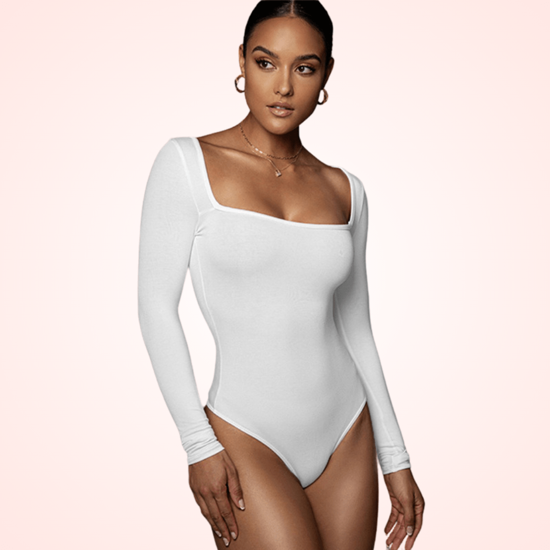 Women's Long Sleeve Square Neck Bodysuit Shapewear