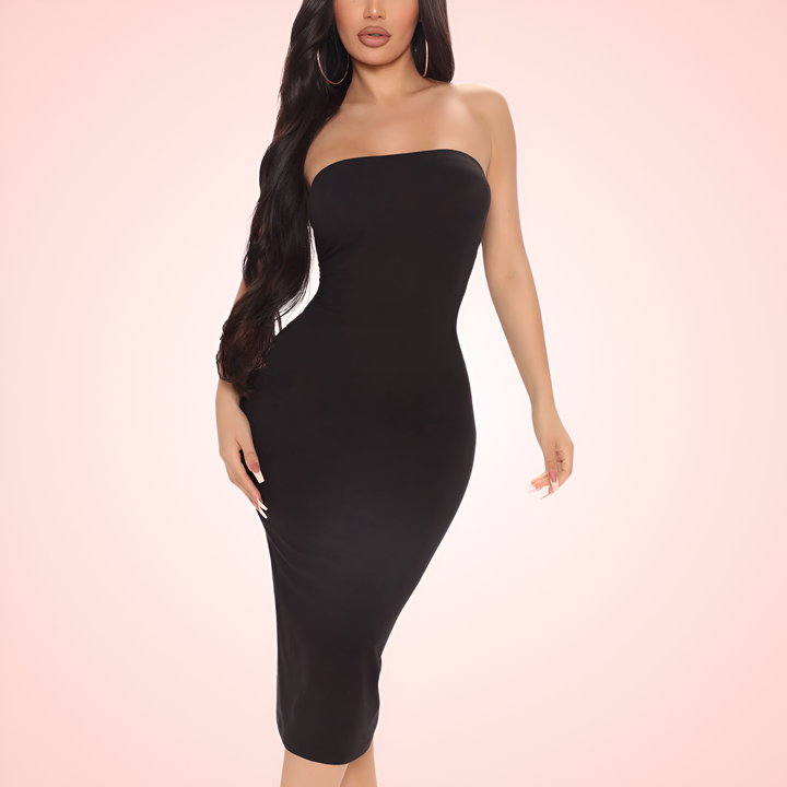 Built In Shapewear Strapless Tube Midi Dress