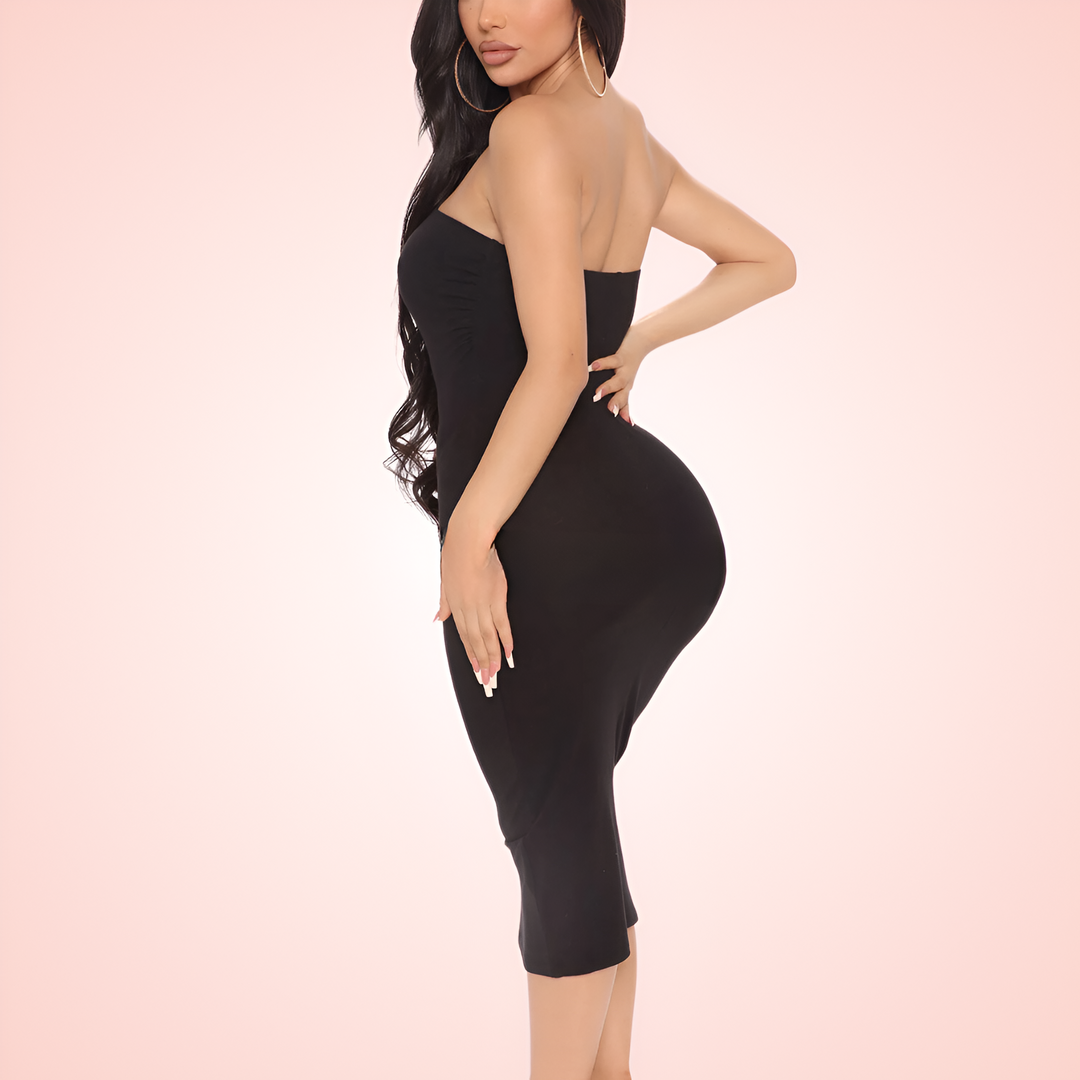 Built In Shapewear Strapless Tube Midi Dress