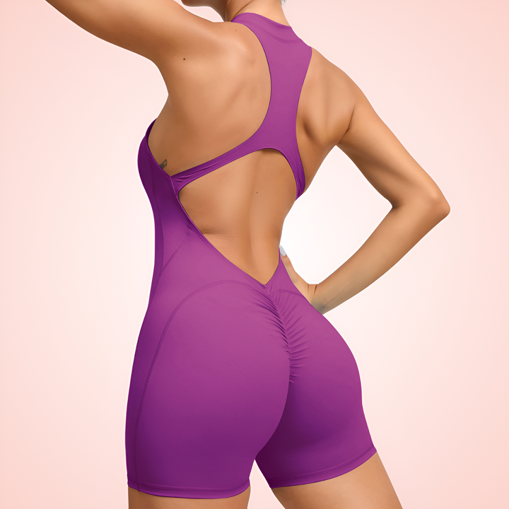 Sleeveless Front Zipper Workout Shaping Jumpsuit For Women