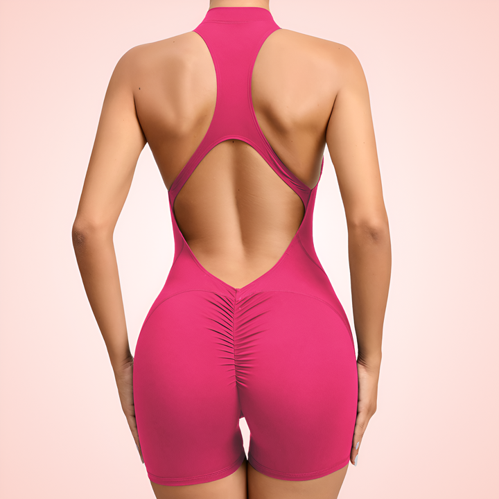 Sleeveless Front Zipper Workout Shaping Jumpsuit For Women