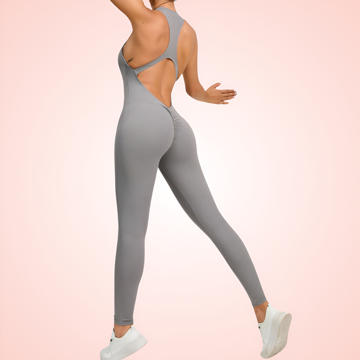 Full Body Sleeveless Shaping Jumpsuit with Front Zipper Closure
