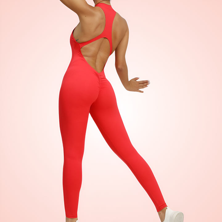 Full Body Sleeveless Shaping Jumpsuit with Front Zipper Closure