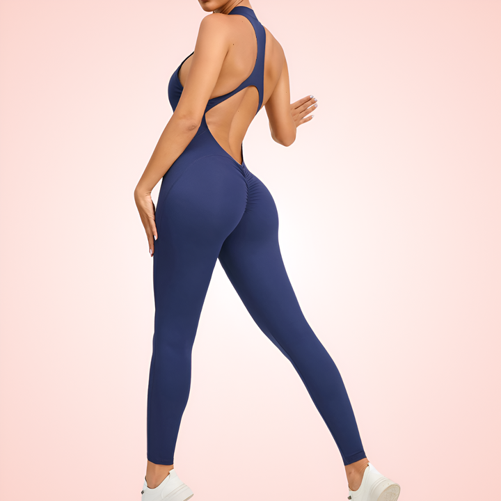 Full Body Sleeveless Shaping Jumpsuit with Front Zipper Closure