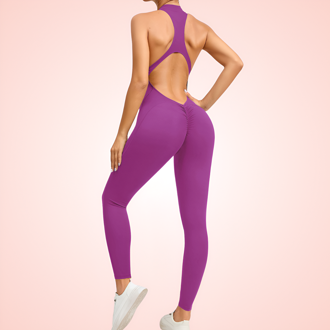 Full Body Sleeveless Shaping Jumpsuit with Front Zipper Closure