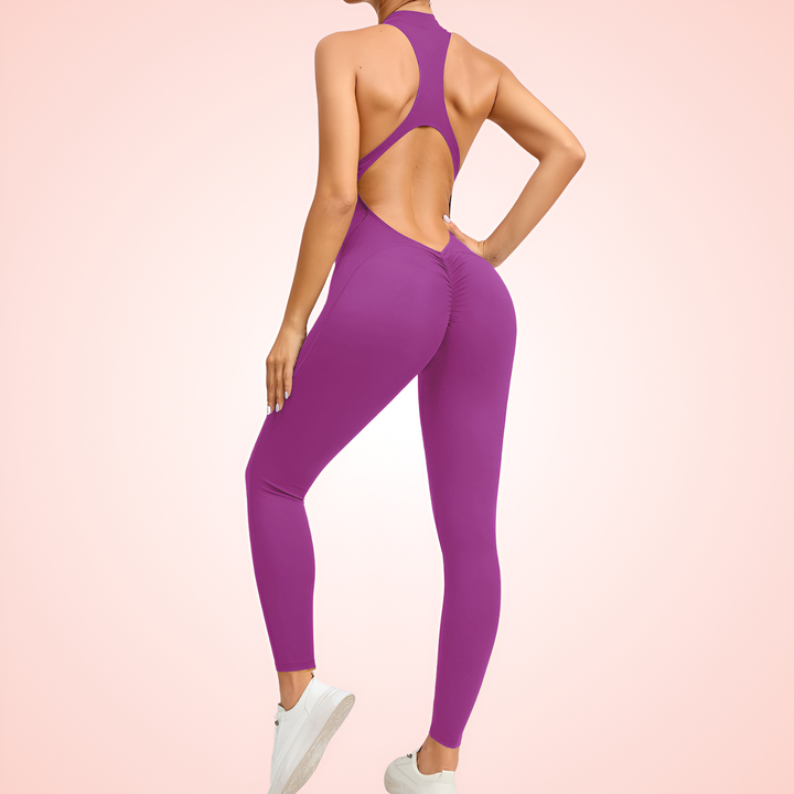 Full Body Sleeveless Shaping Jumpsuit with Front Zipper Closure