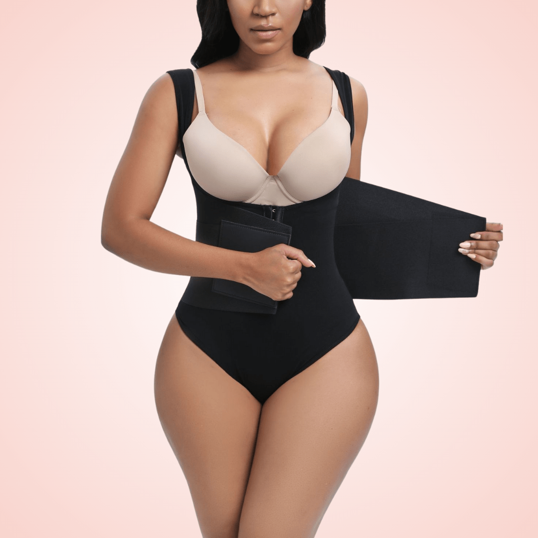 Open Bust Shaping Bodysuit with Velcro Compression Band