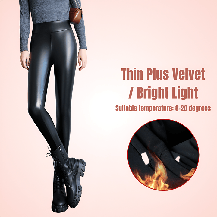 Seamless PU Leather Trouser Leggings For Women