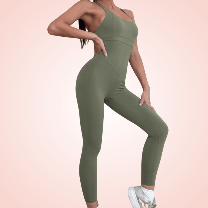 Women Cross Straps Low Back Shaping Jumpsuit
