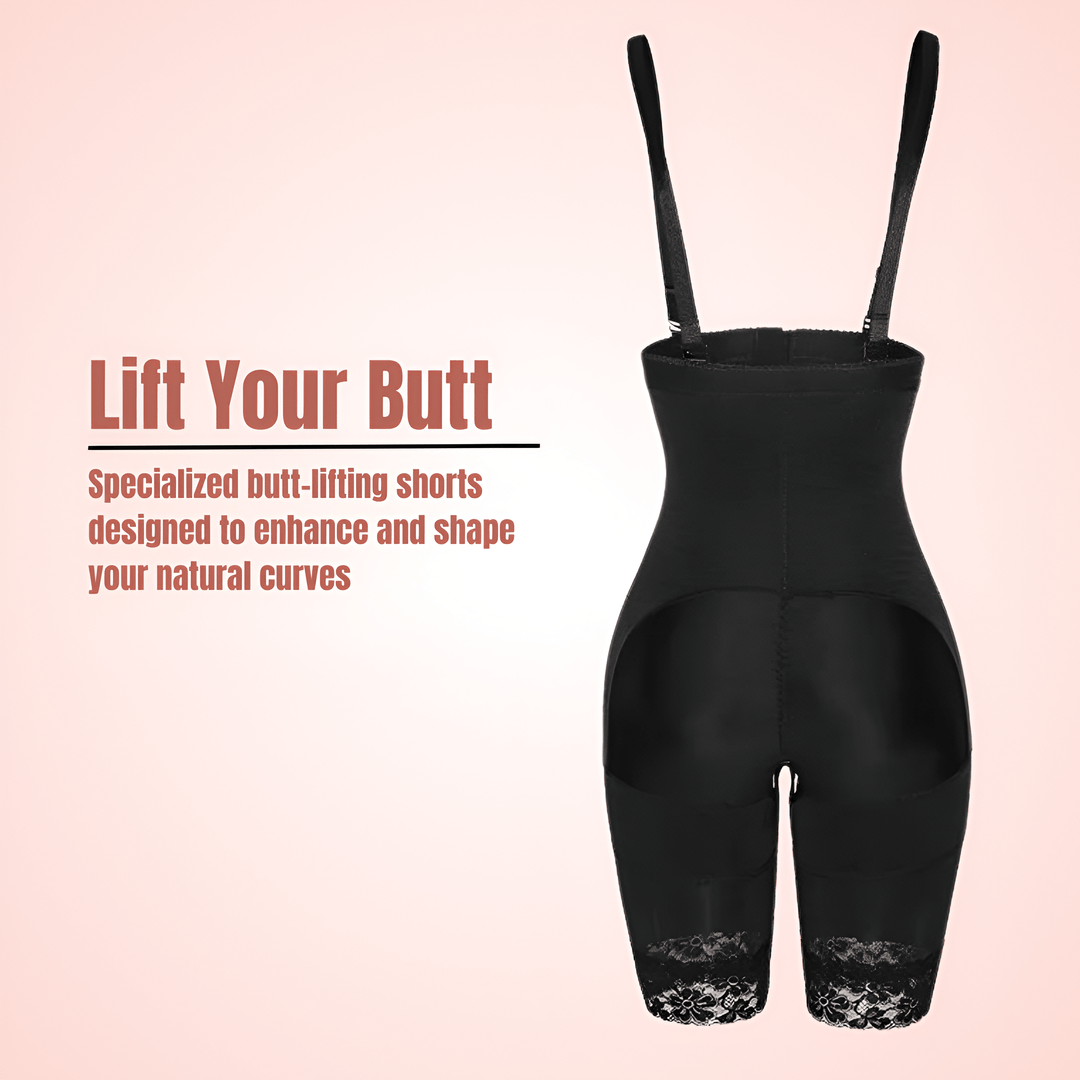 Women Front Zipper High Waist Trainer Shorts with Adjustable Straps