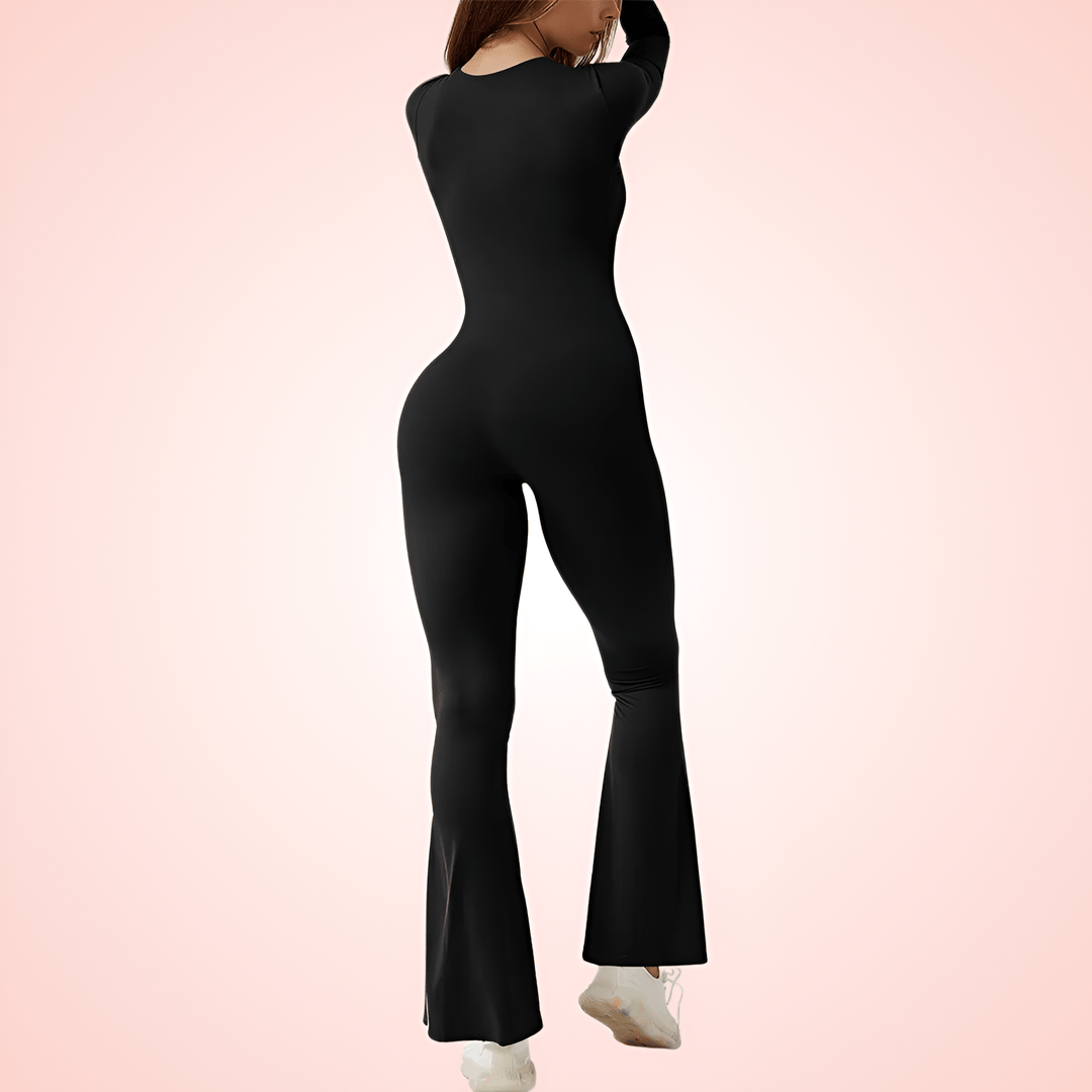Women Long Sleeve Shapewear Square Neck Jumpsuit