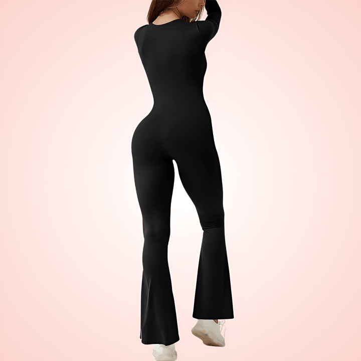 Women Long Sleeve Shapewear Square Neck Jumpsuit