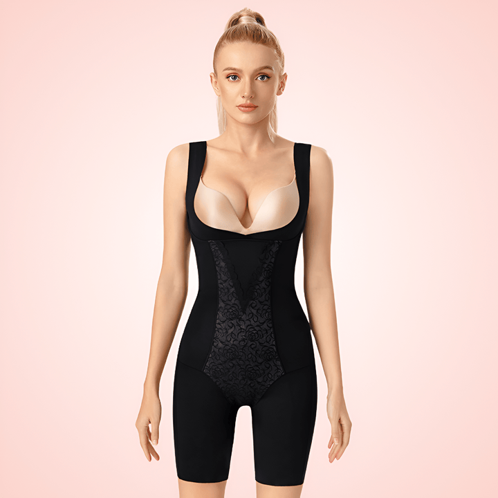 Women's Open Bust Bodysuit Shapewear with Waist Trainer