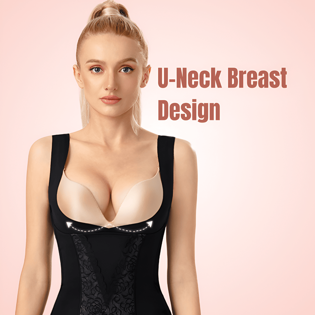 Women's Open Bust Bodysuit Shapewear with Waist Trainer