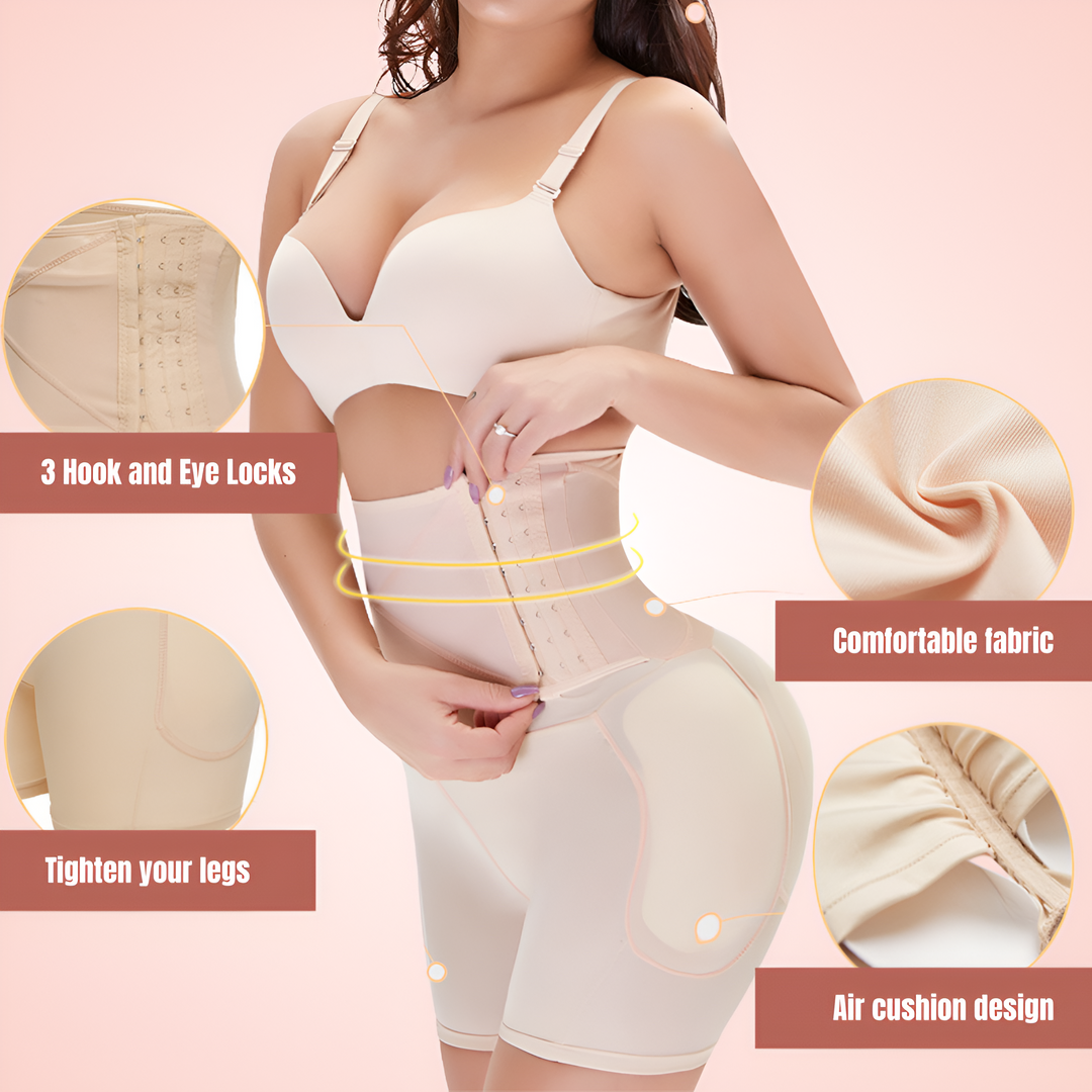 Side Hooks Waist Compression and Buttocks Lift Shorts Shapewear