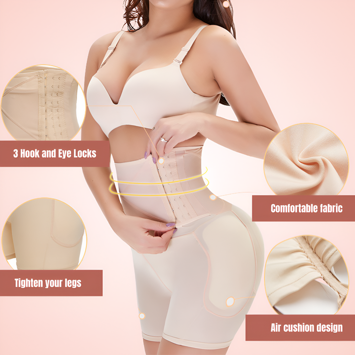 Side Hooks Waist Compression and Buttocks Lift Shorts Shapewear