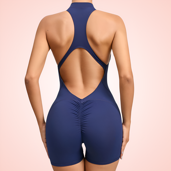 Sleeveless Front Zipper Workout Shaping Jumpsuit For Women