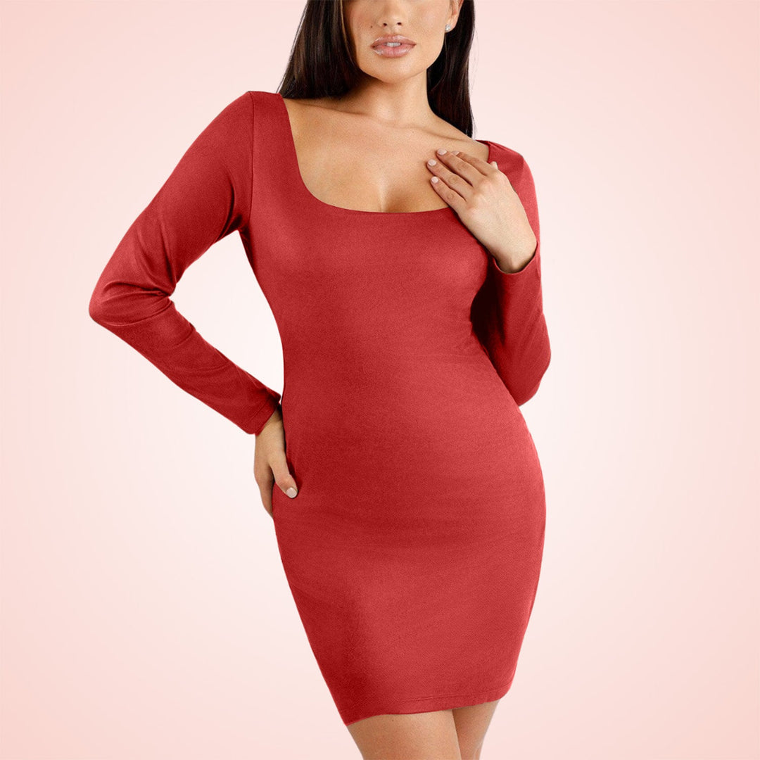 Built In Shapewear Seamless Long Sleeve Midi Dress